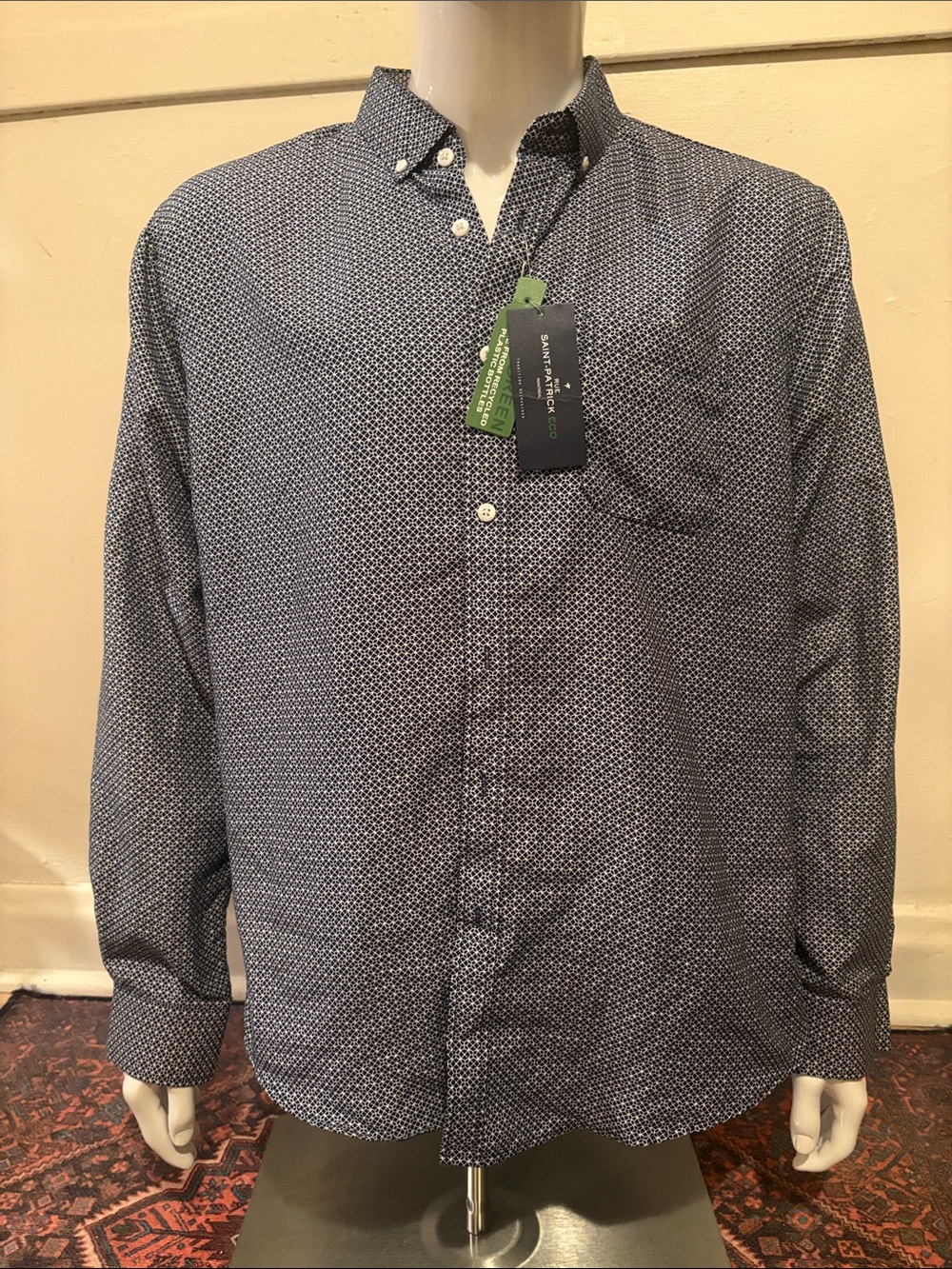 Men's Navy Geometric Button-Down Shirt
